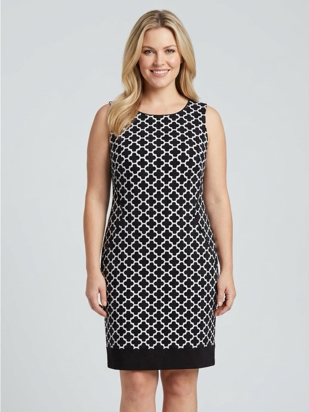 White House Black Market Black and White Patterned Sheath Dress
